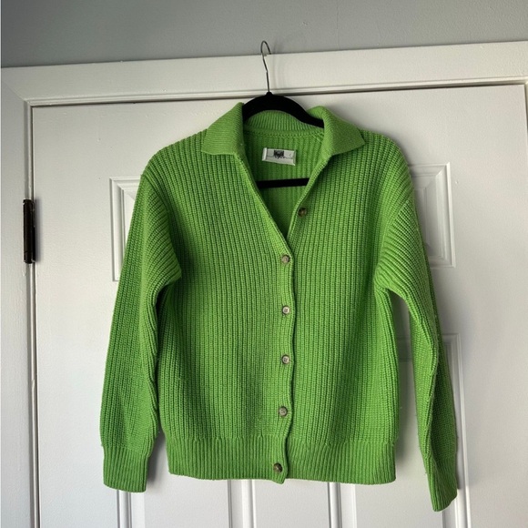 Aritzia Wilfred Claudette Cardigan collared merino wool in cucamelon green XXs - Picture 4 of 7